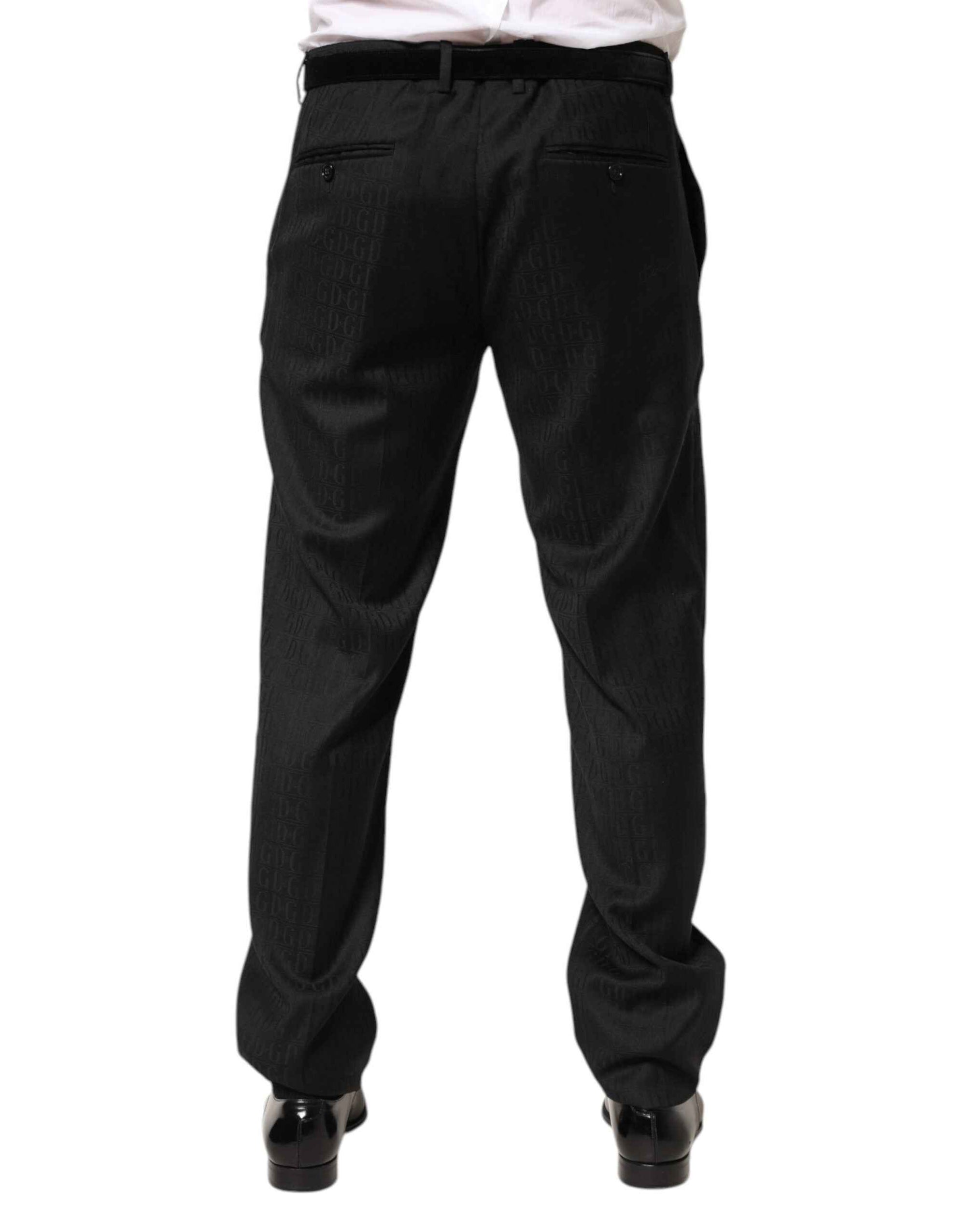 Dolce & Gabbana Black Wool Mid Waist Dress Men Trouser Pants
