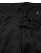 Dolce & Gabbana Black Wool Mid Waist Dress Men Trouser Pants