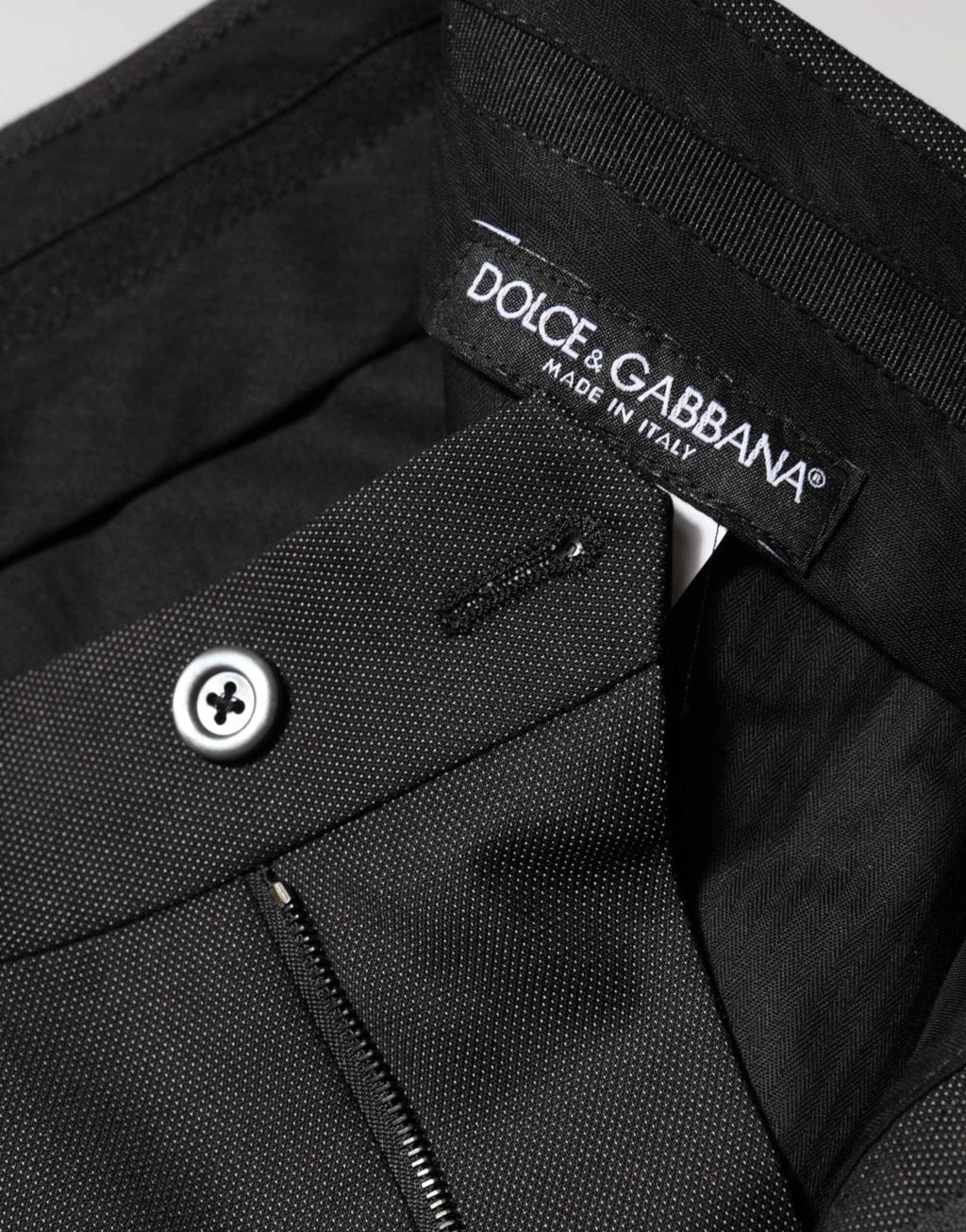 Dolce & Gabbana Black Polyester Mid Waist Dress Trouser Pants