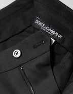 Dolce & Gabbana Black Polyester Mid Waist Dress Trouser Pants