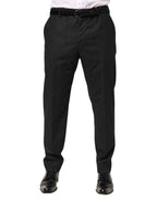 Dolce & Gabbana Black Cotton Mid Waist Dress Trouser Pants