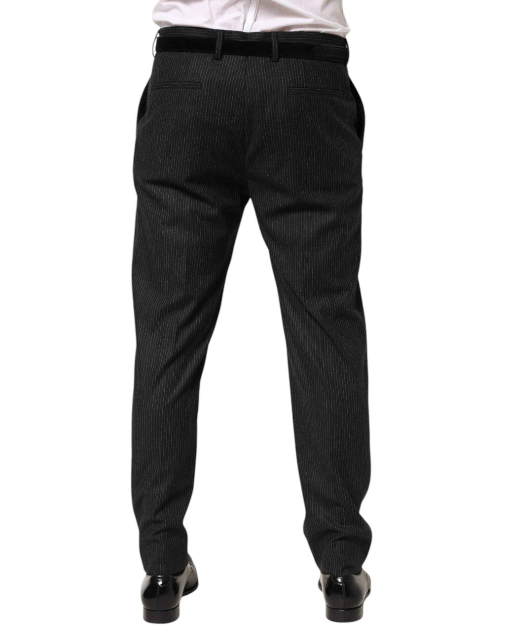 Dolce & Gabbana Black Cotton Mid Waist Dress Trouser Pants