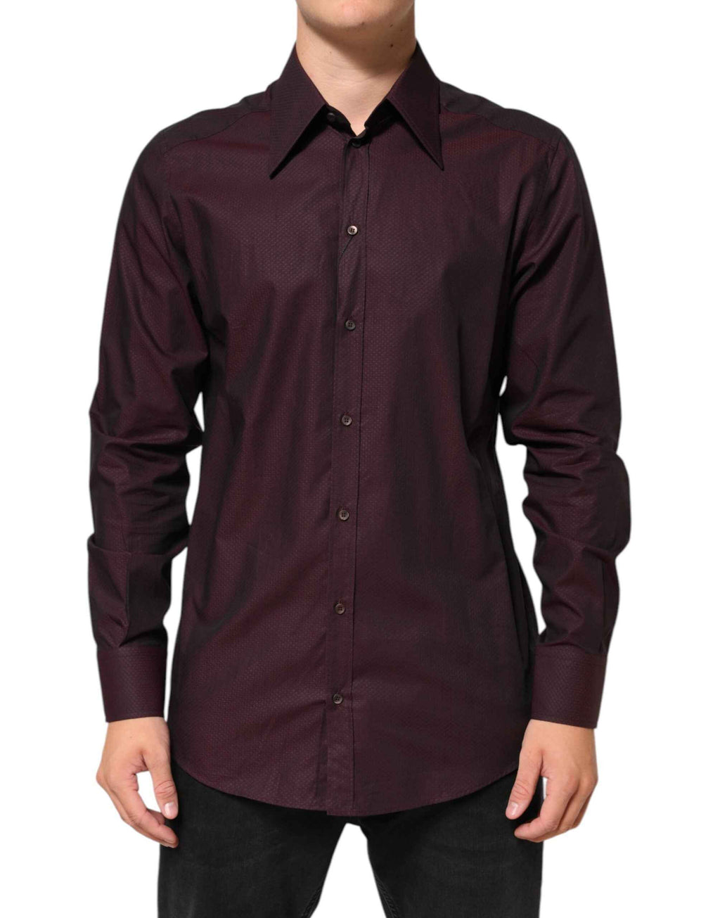 Dolce & Gabbana Violet GOLD Cotton Collared Dress Formal Shirt