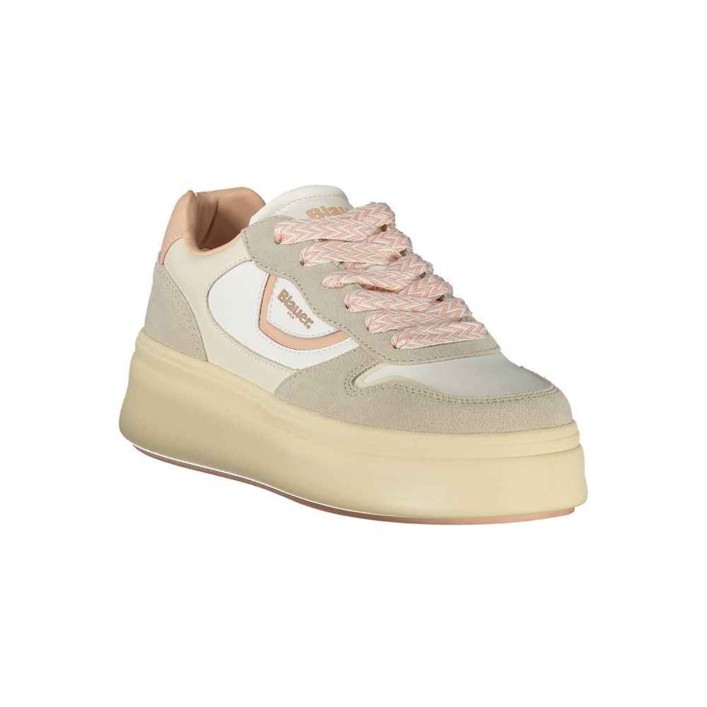 Blauer White Polyester Sneaker