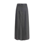 Brunello Cucinelli Pleated long Skirt in virgin wool techno gauze