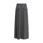 Brunello Cucinelli Pleated long Skirt in virgin wool techno gauze