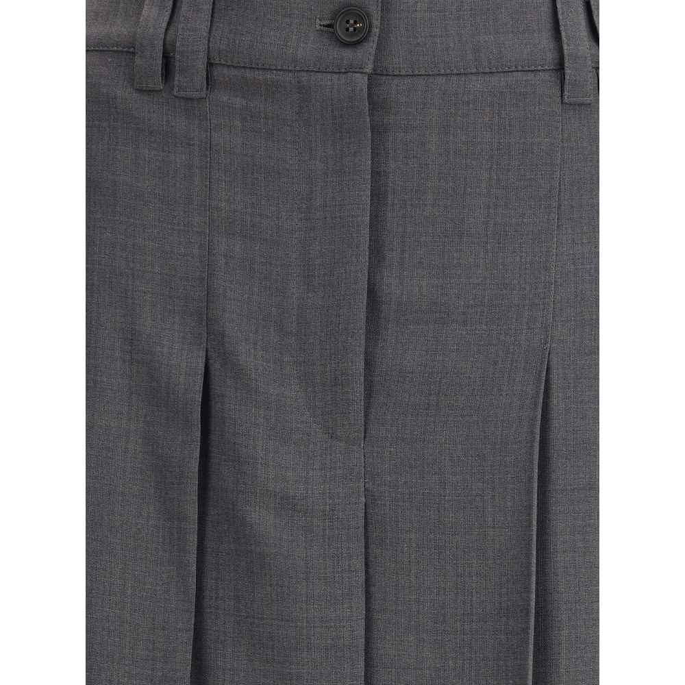 Brunello Cucinelli Pleated long Skirt in virgin wool techno gauze