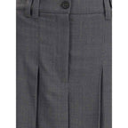 Brunello Cucinelli Pleated long Skirt in virgin wool techno gauze