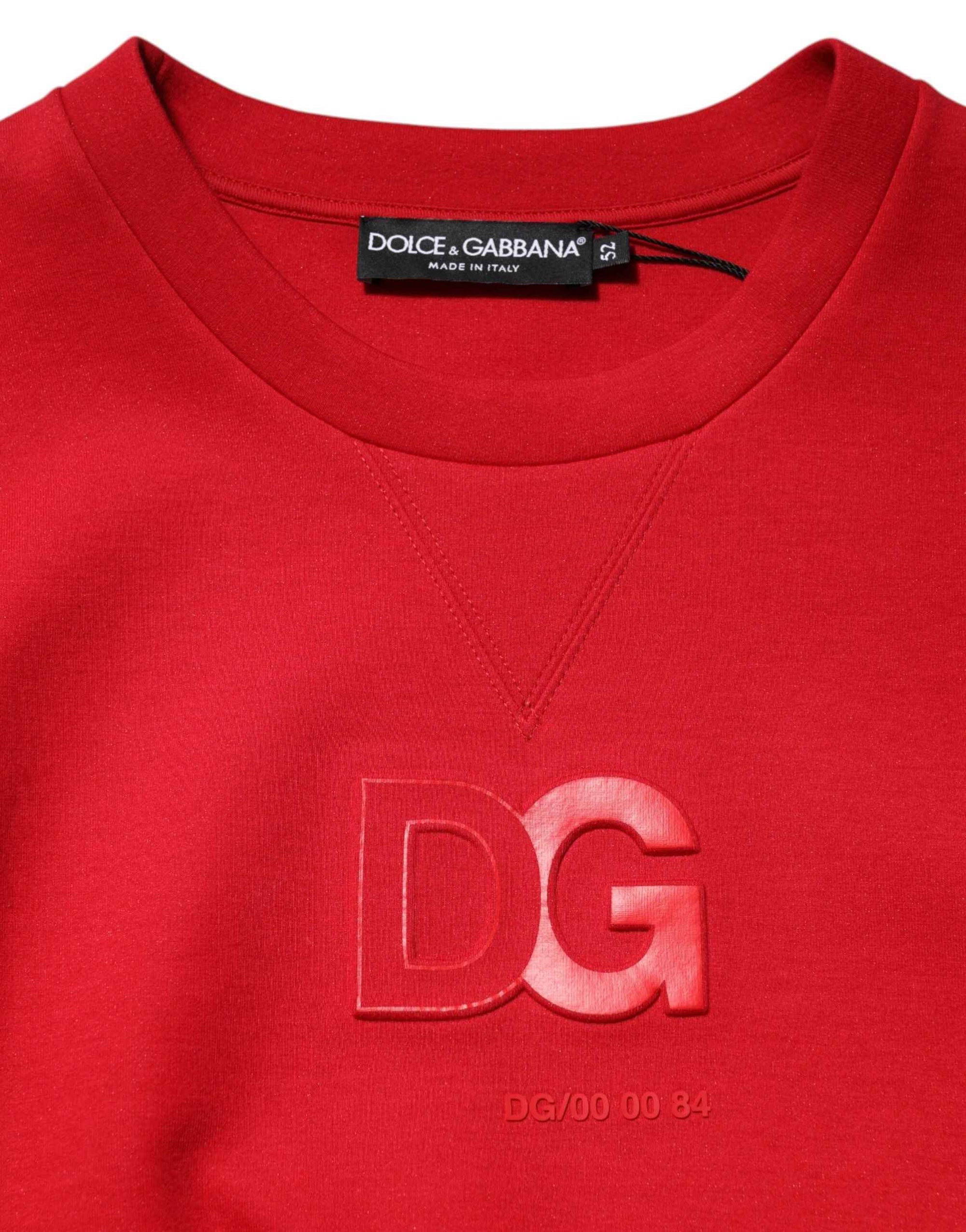 Dolce & Gabbana Red DG Logo Crew Neck Men Sweatshirt Sweater