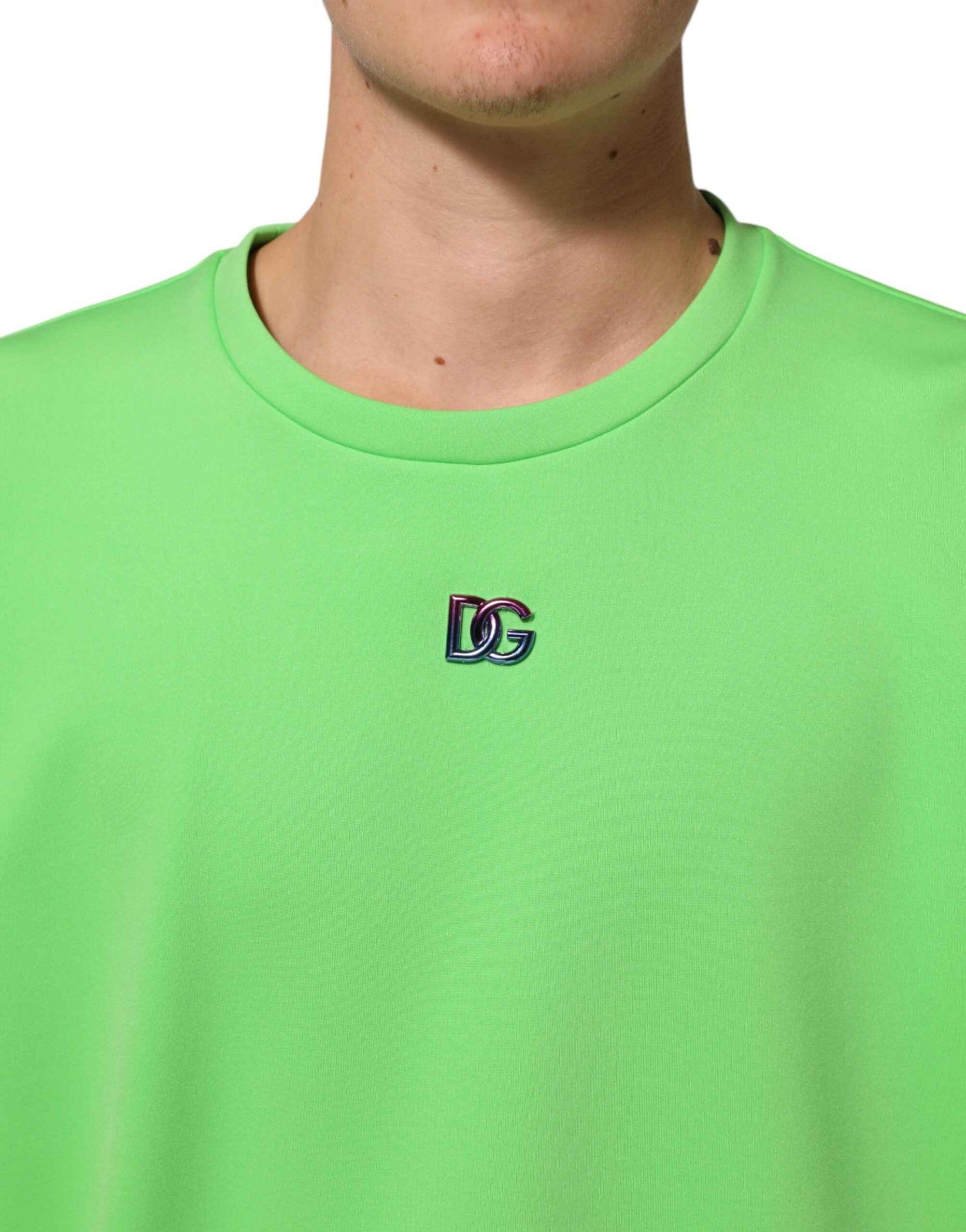 Dolce & Gabbana Green Logo Crew Neck Short Sleeves T-shirt