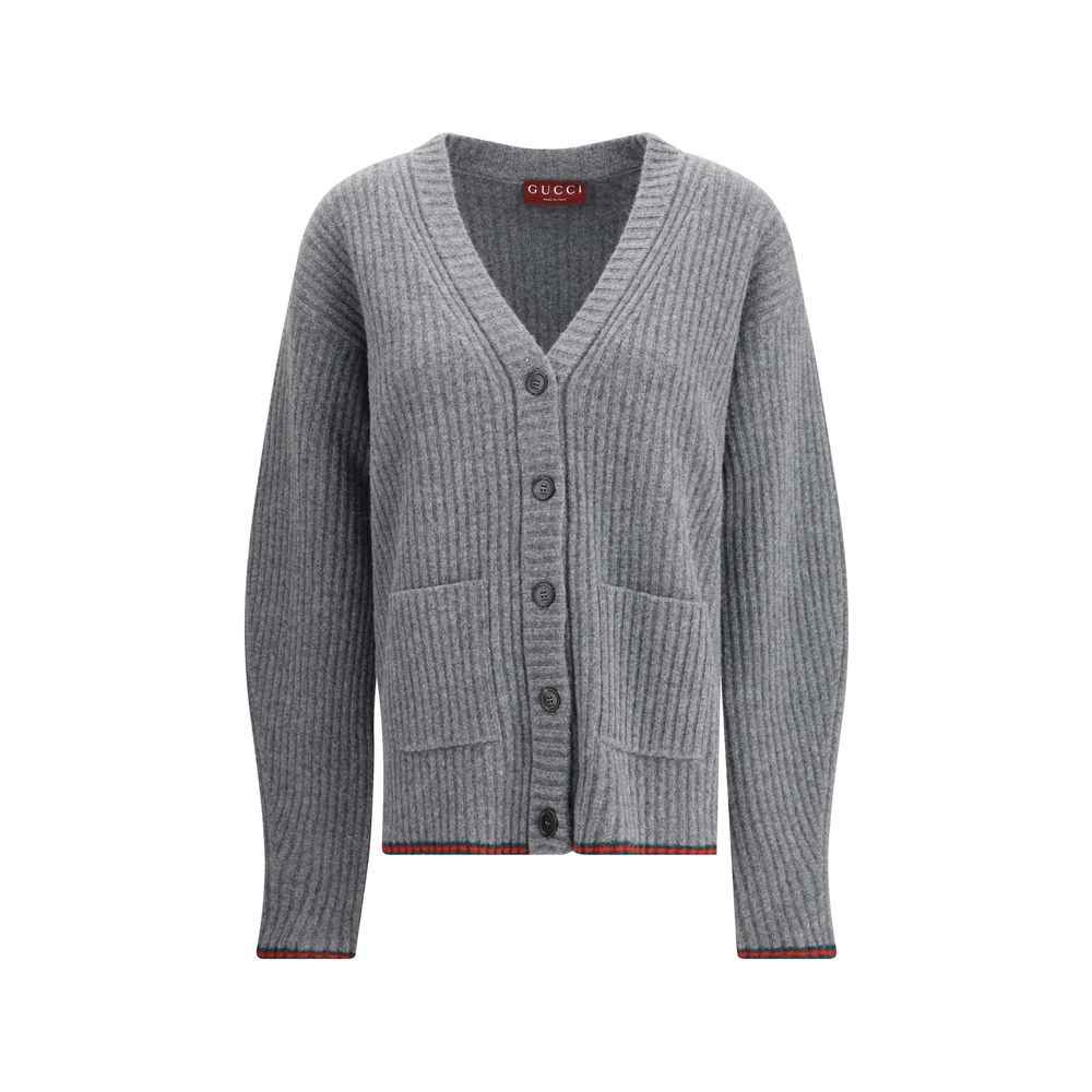 Gucci Ribbed Knit Wool Cardigan