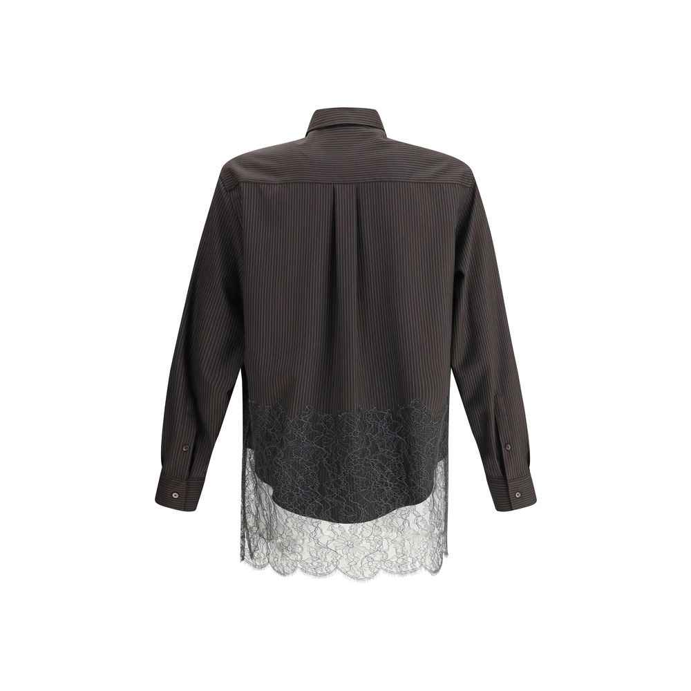 Fendi Pinstripe Wool and Lace Shirt