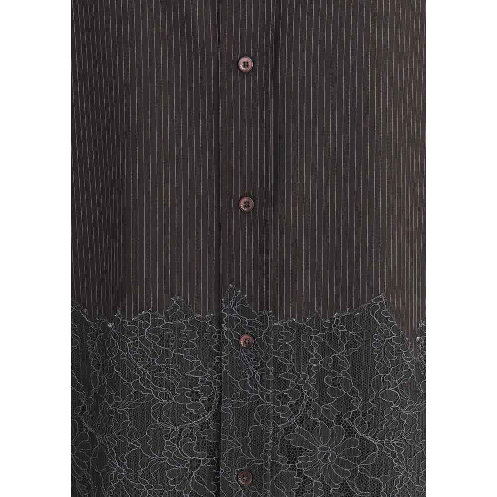 Fendi Pinstripe Wool and Lace Shirt