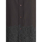Fendi Pinstripe Wool and Lace Shirt