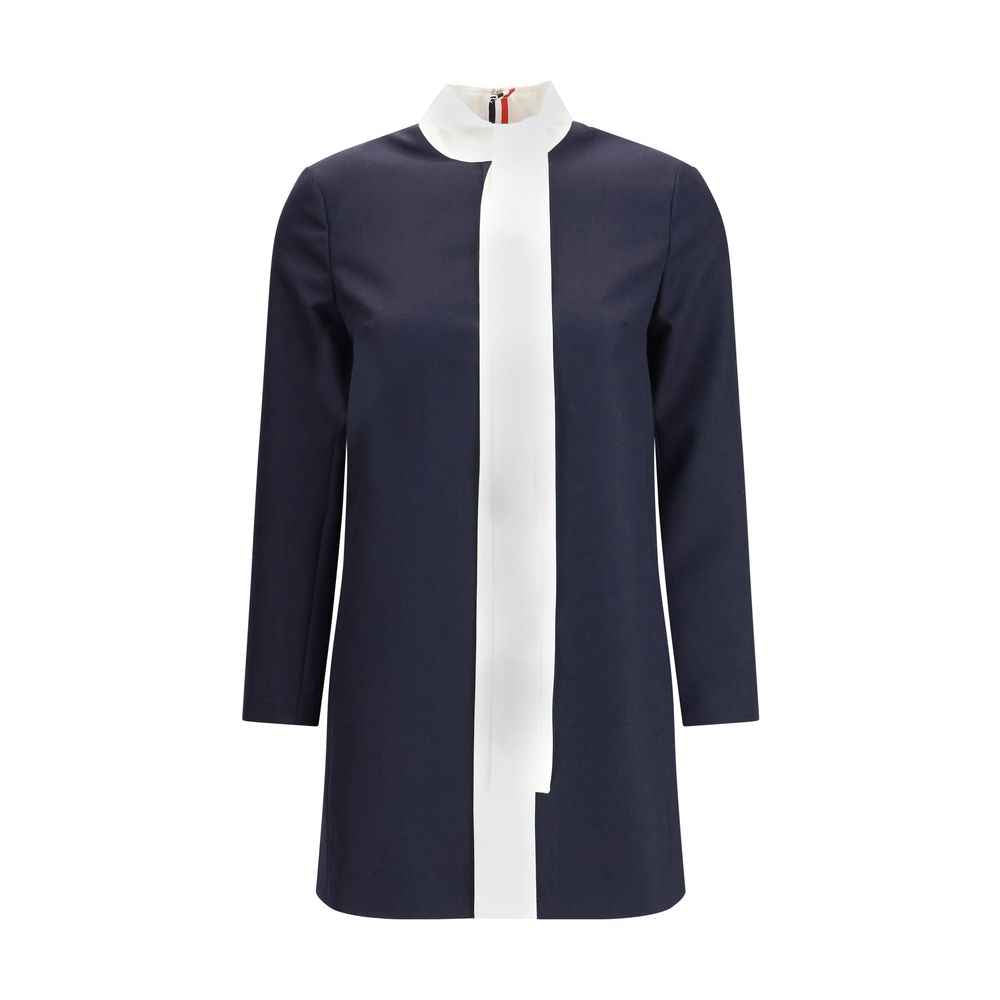 Thom Browne Blue Fleece Wool Casual Dress
