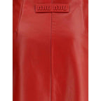 Miu Miu Red Lamb Leather Mini Skirt