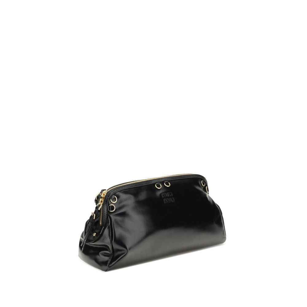 Miu Miu Black Calf Leather Bos Taurus Shoulder Bag
