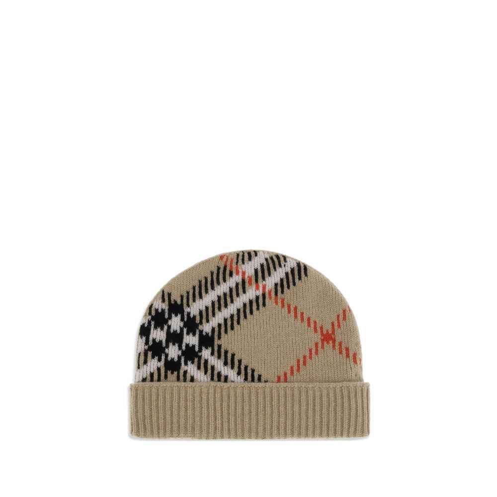 Burberry Cashmere blend Check beanie Hat