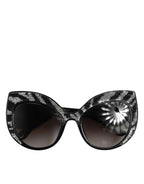 Dolce & Gabbana Black Silver Sequin Butterfly Polarized Sunglasses