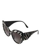 Dolce & Gabbana Black Silver Sequin Butterfly Polarized Sunglasses