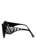Dolce & Gabbana Black Silver Sequin Butterfly Polarized Sunglasses