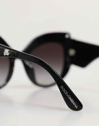 Dolce & Gabbana Black Silver Sequin Butterfly Polarized Sunglasses
