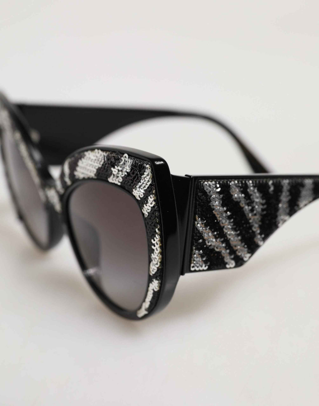 Dolce & Gabbana Black Silver Sequin Butterfly Polarized Sunglasses