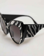 Dolce & Gabbana Black Silver Sequin Butterfly Polarized Sunglasses