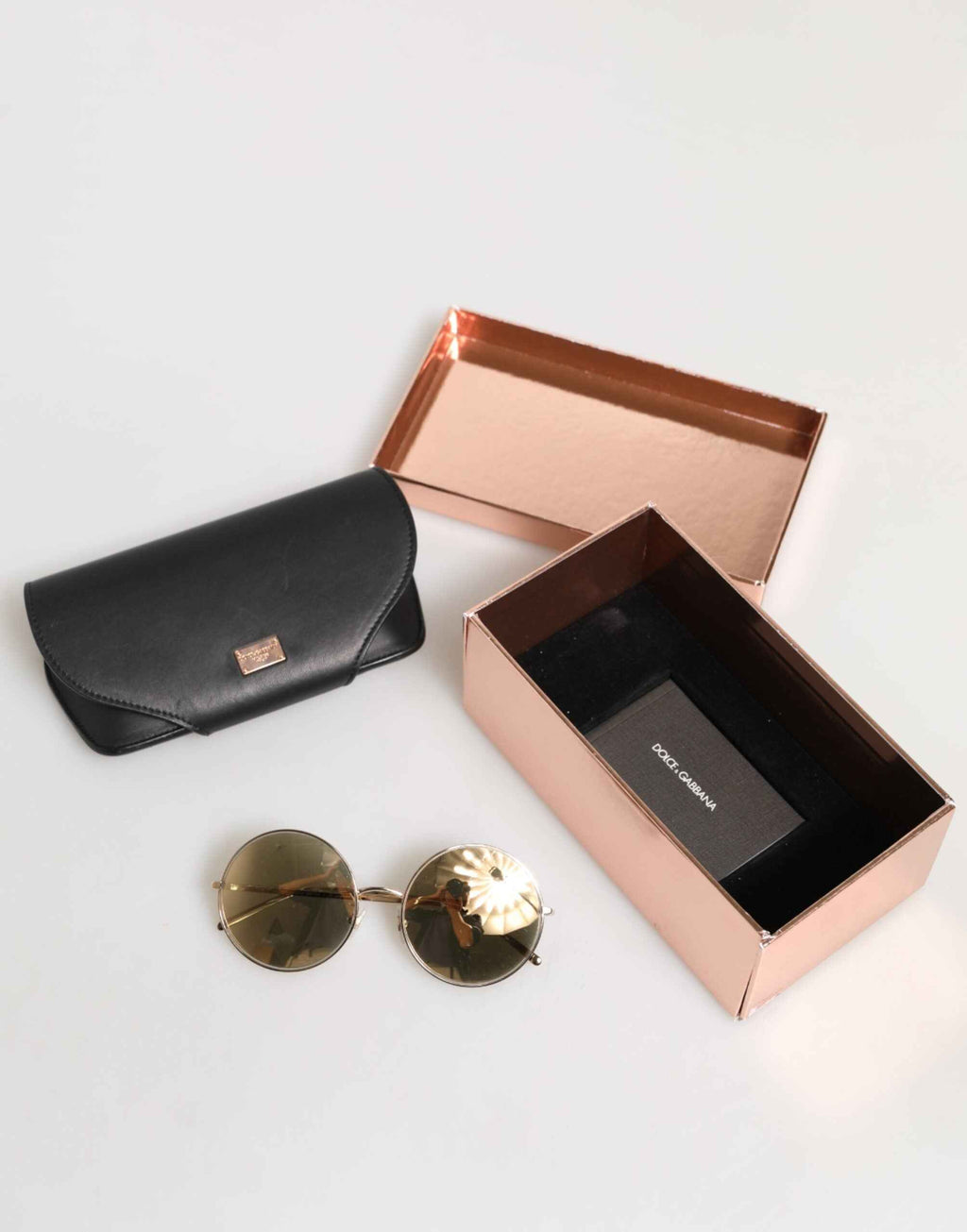 Dolce & Gabbana Gold Metal Round Shades Eyewear Sunglasses