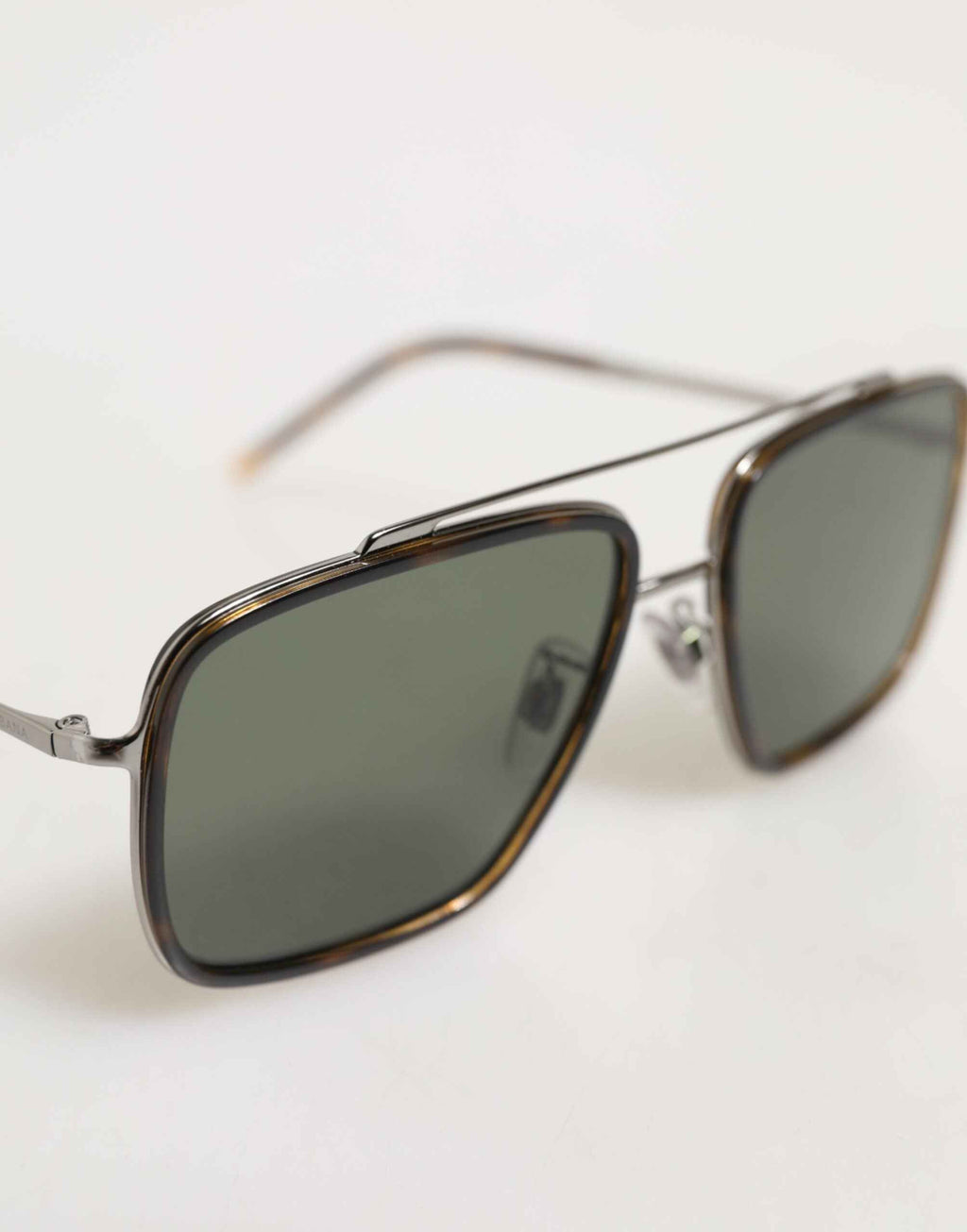 Dolce & Gabbana Silver Metal Frame Polarized Navigator Sunglasses