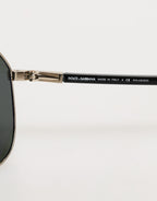 Dolce & Gabbana DG2106K Black Gold Plated Polarized MetalFrame Sunglasses