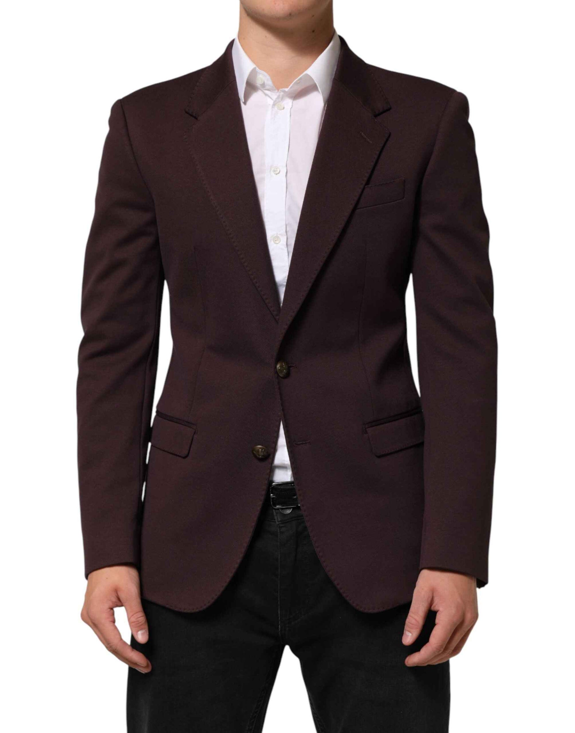 Dolce & Gabbana Maroon Cotton 2 Buttons Suit Jacket Blazer