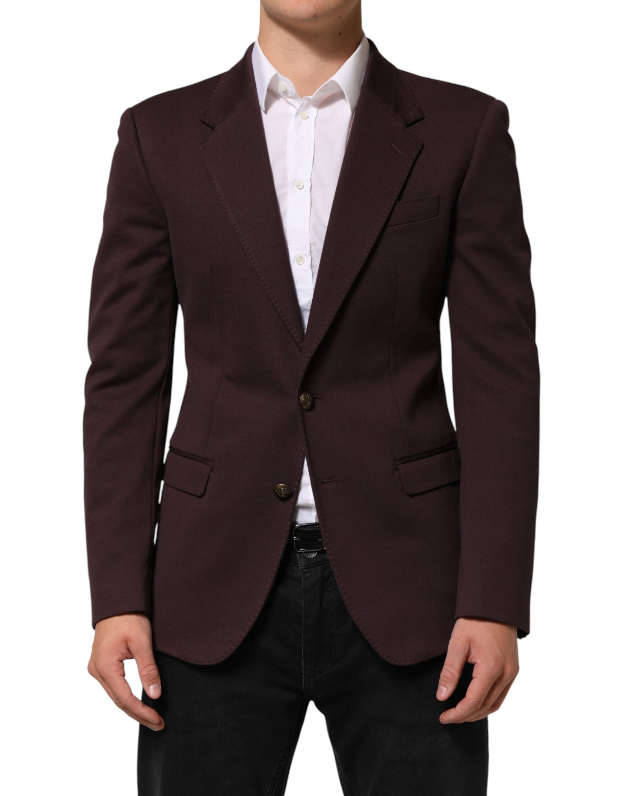 Dolce & Gabbana Maroon Cotton 2 Buttons Suit Jacket Blazer