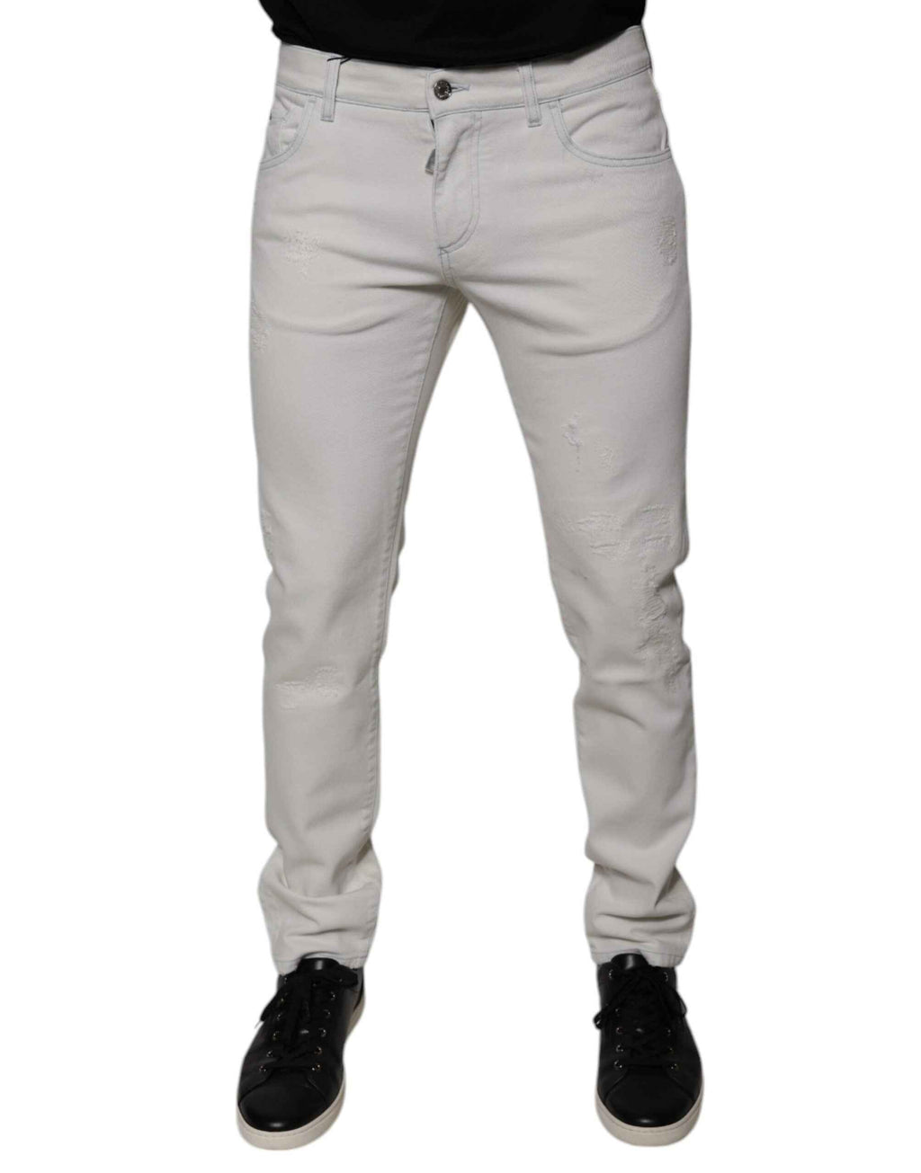 Dolce & Gabbana White Cotton Stretch Skinny Men Denim Jeans