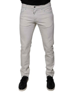 Dolce & Gabbana White Cotton Stretch Skinny Men Denim Jeans