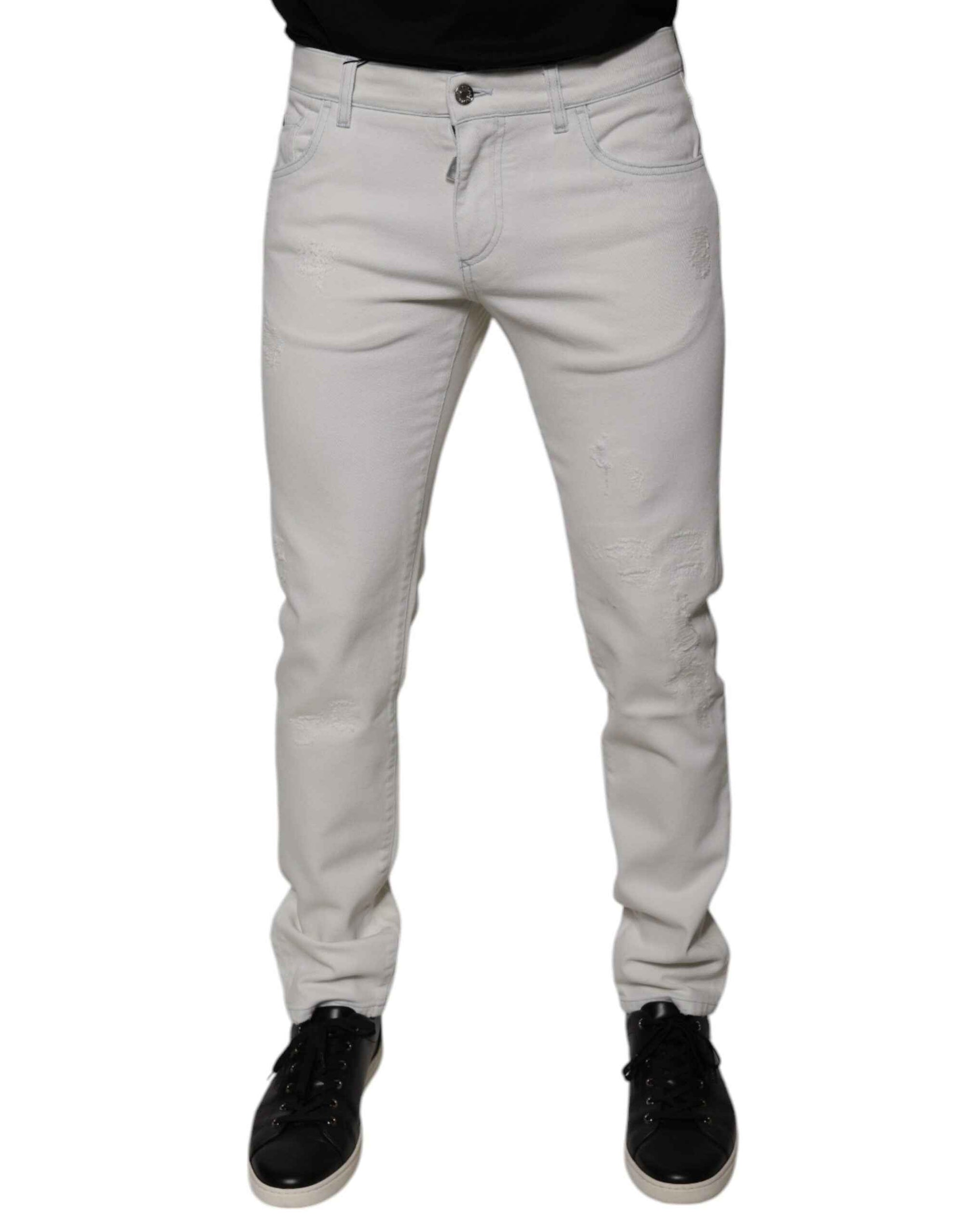 Dolce & Gabbana White Cotton Stretch Skinny Men Denim Jeans