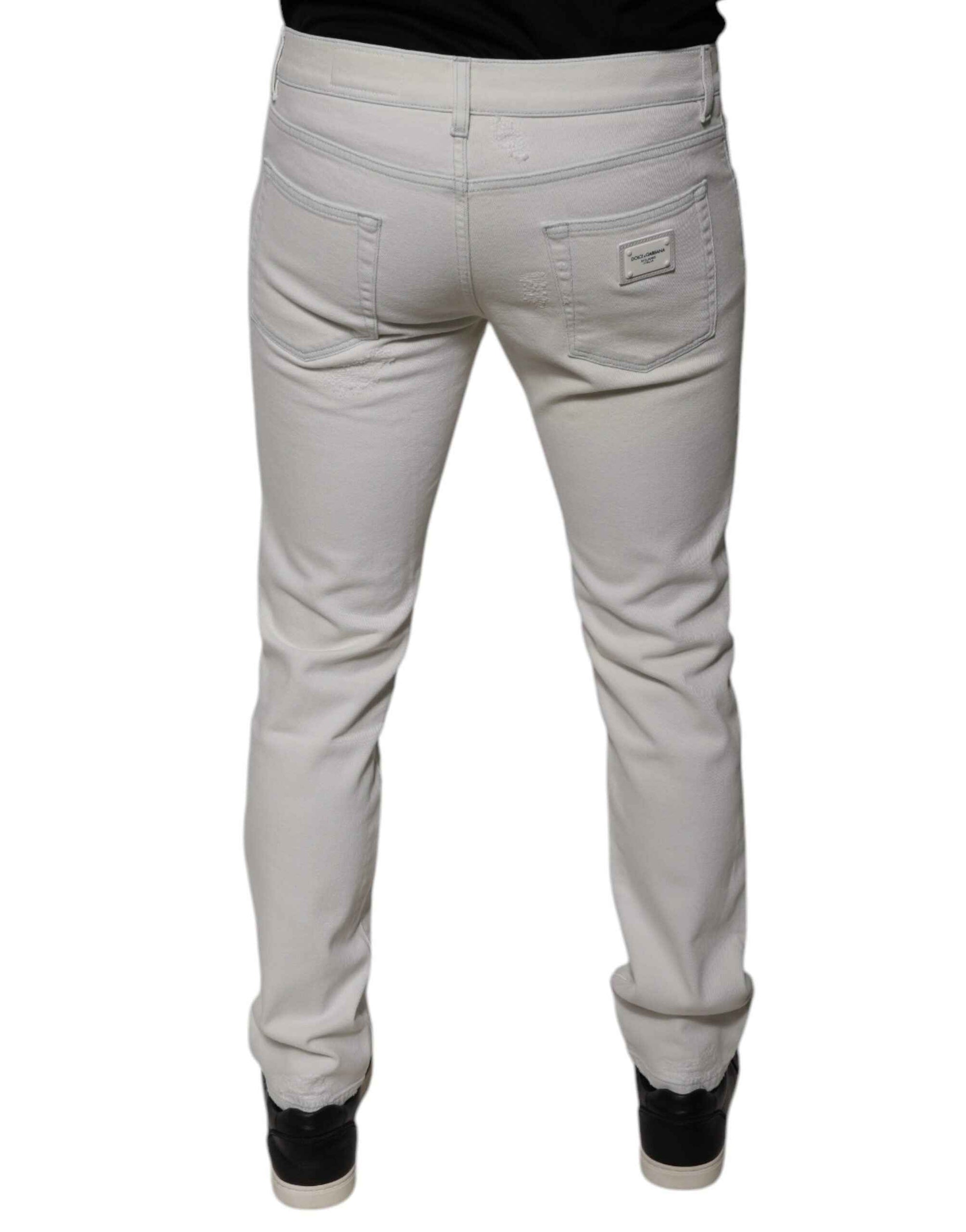 Dolce & Gabbana White Cotton Stretch Skinny Men Denim Jeans