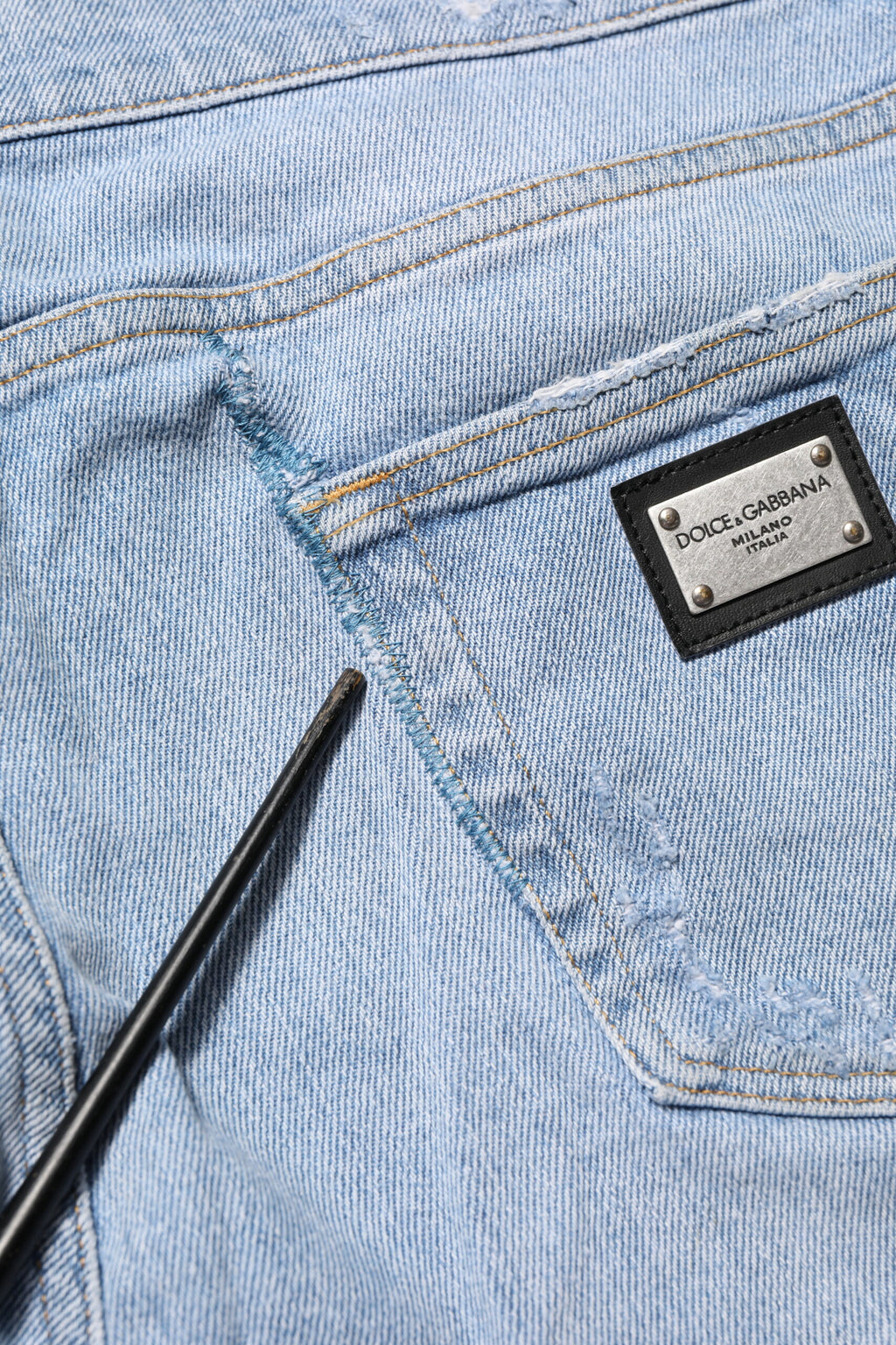 Dolce & Gabbana Blue Cotton Distressed Slim Fit Denim Jeans