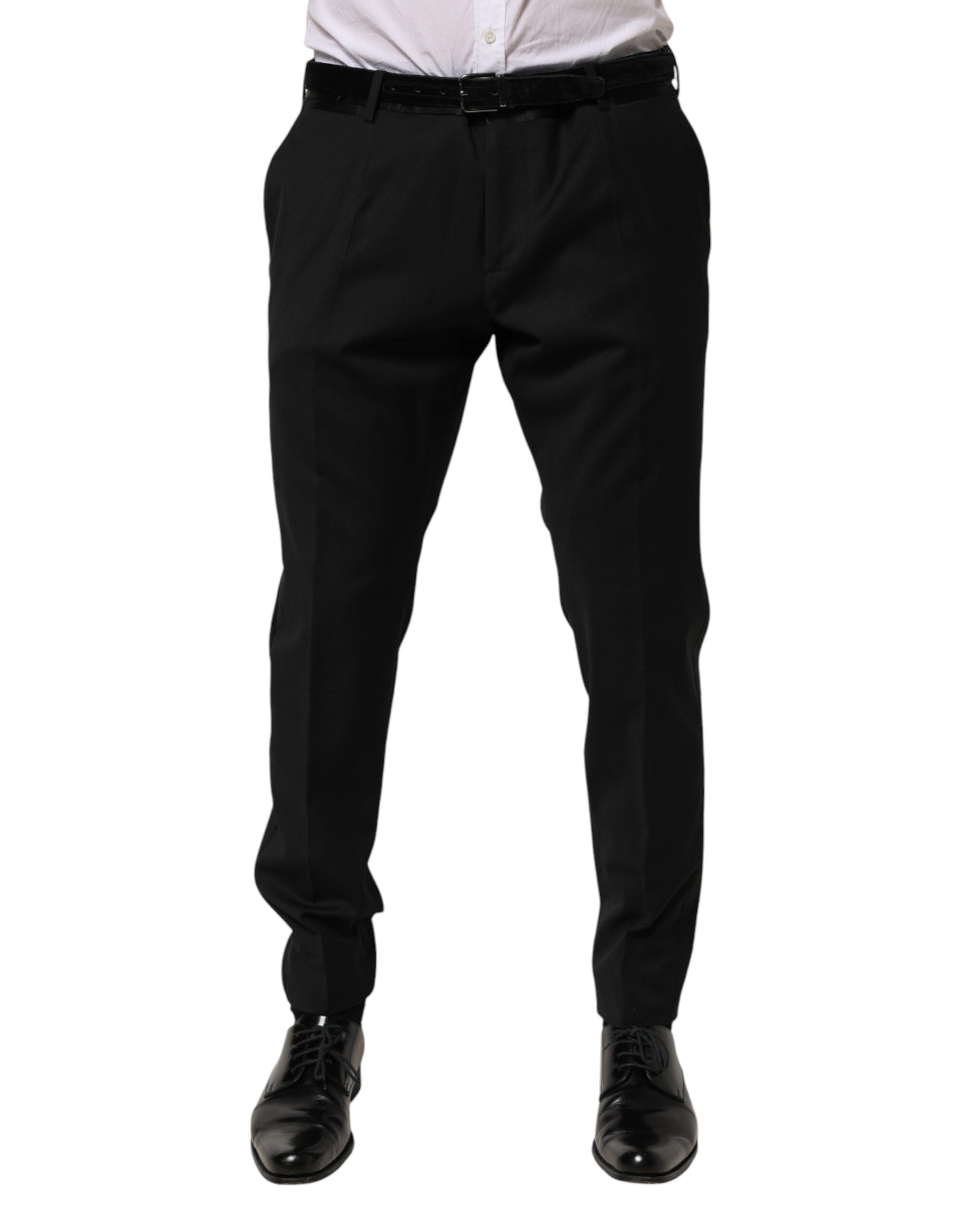 Dolce & Gabbana Black Wool Formal Dress Men Trouser Pants