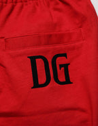 Dolce & Gabbana Red Cotton MidWaist Drawstring Bermuda Pants