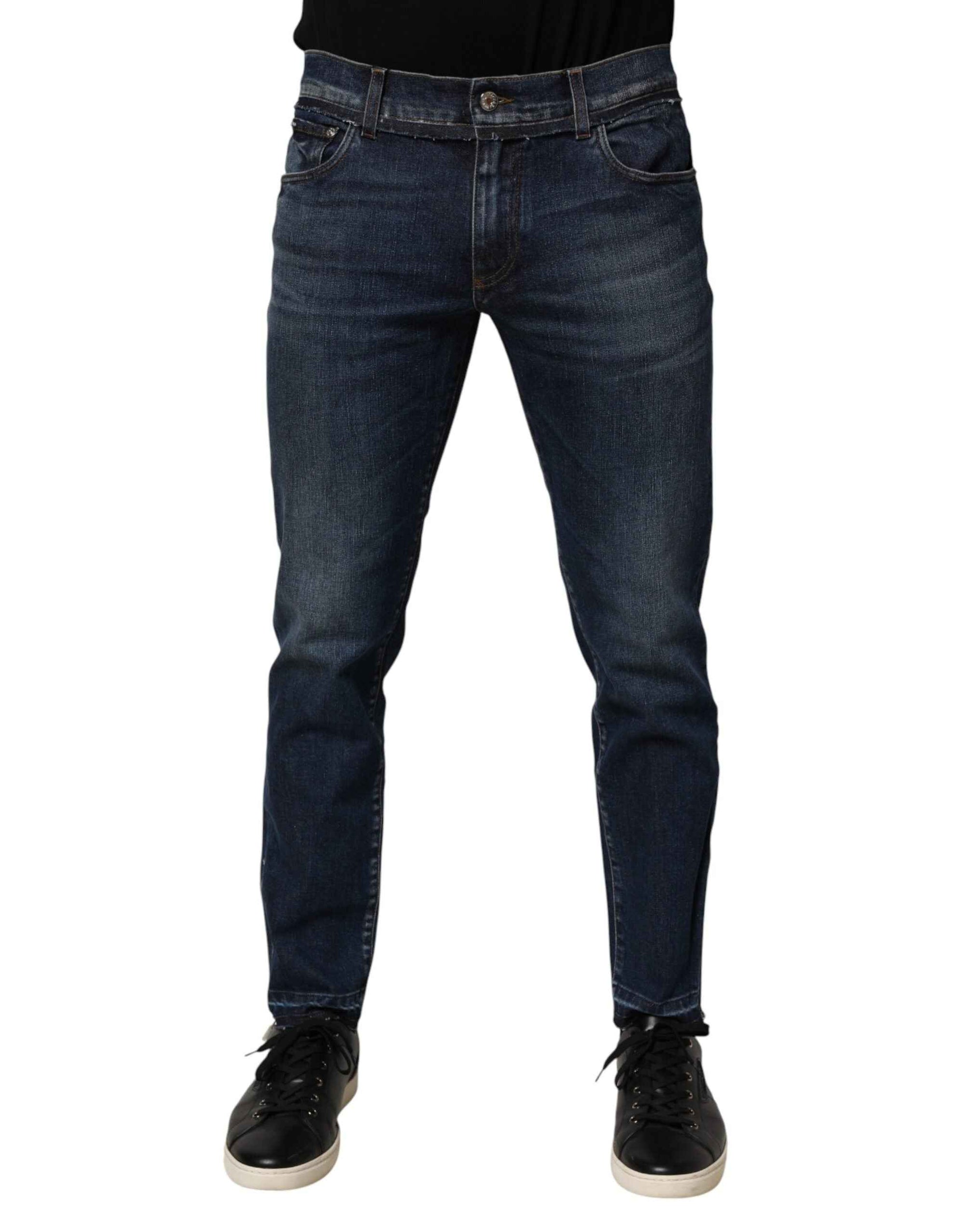 Dolce & Gabbana Blue Cotton Stretch Skinny Men Denim Jeans