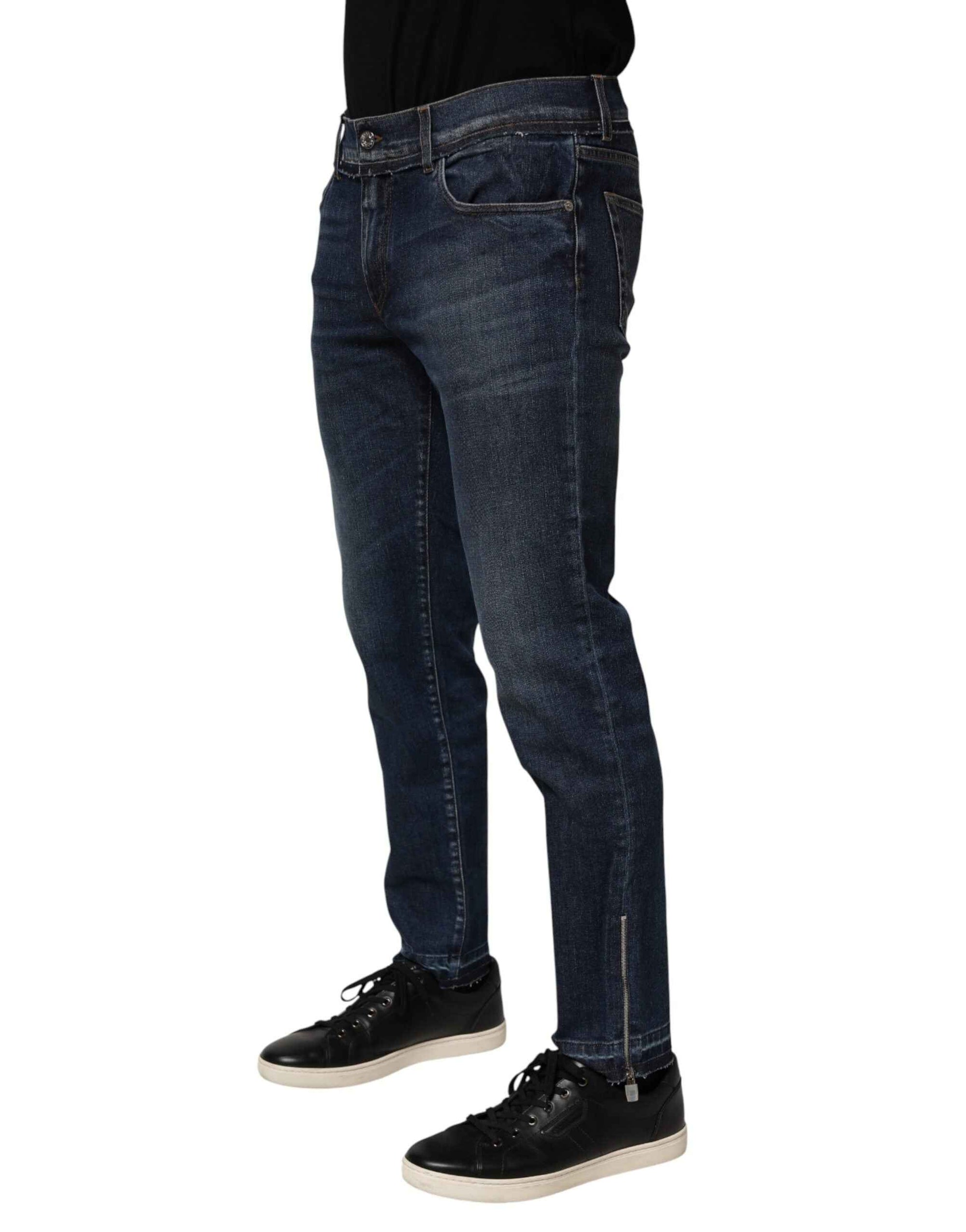 Dolce & Gabbana Blue Cotton Stretch Skinny Men Denim Jeans