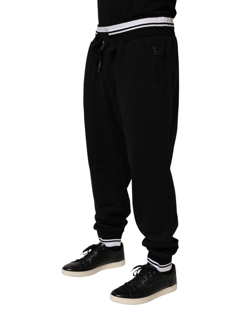 Dolce & Gabbana Black Cotton Sacred-Heart Men Jogger Pants