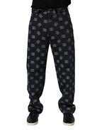 Dolce & Gabbana Blue Logo Print Straight Denim Men Jeans