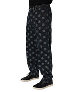 Dolce & Gabbana Blue Logo Print Straight Denim Men Jeans