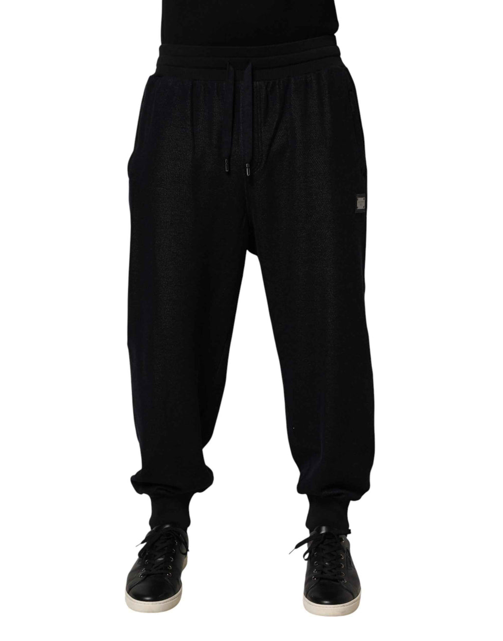 Dolce & Gabbana Black Cotton Blend Drawstring Jogger Jogger Pants