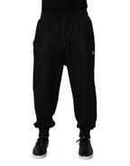 Dolce & Gabbana Black Cotton Blend Drawstring Jogger Jogger Pants