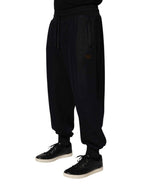 Dolce & Gabbana Black Cotton Blend Drawstring Jogger Jogger Pants