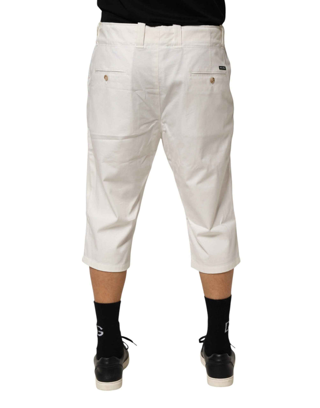 Dolce & Gabbana White Cotton Stretch Cropped Trouser Pants