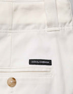 Dolce & Gabbana White Cotton Stretch Cropped Trouser Pants